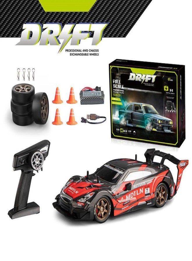 OOTLO 2.4G 1:16 RC Drift Car - 30KM/H High-Speed Remote Control Racer with Smooth Drifting, LED Lights, Dual Tyres & Durable Off-Road Design for Kids & Teens - Image 3